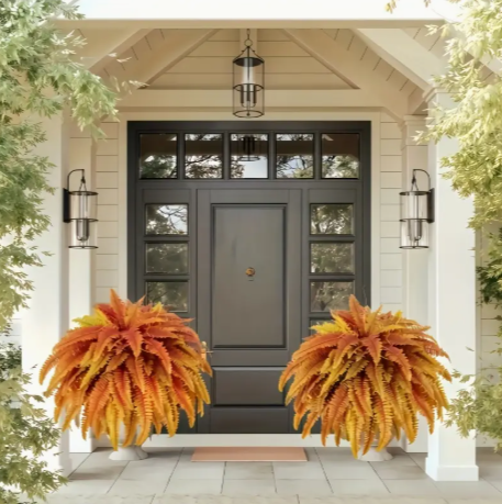 🍂 Artificial Autumn Boston Ferns – Set of 2 (22.8")