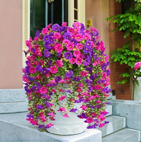 🌸 2PCS UV-Resistant Artificial Hanging Flowers – Purpl