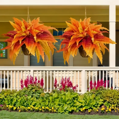 🍂 Artificial Autumn Boston Ferns – Set of 2 (22.8")