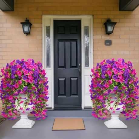 🌸 2PCS UV-Resistant Artificial Hanging Flowers – Purpl