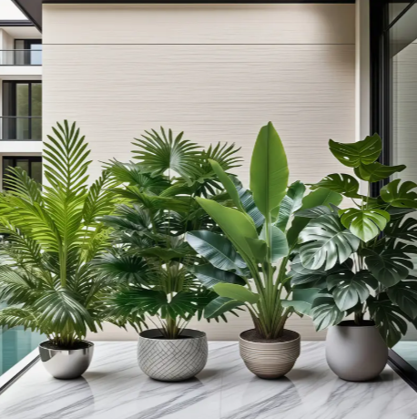 🌿 4PCS Artificial Large Plant Set – 48 Large Leaves