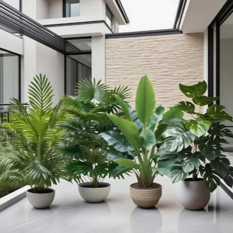 🌿 4PCS Artificial Large Plant Set – 48 Large Leaves