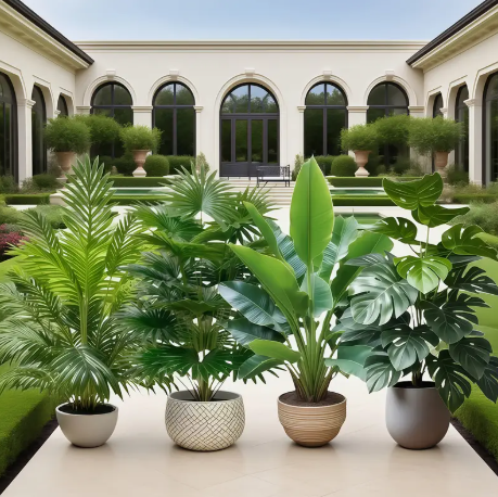 🌿 4PCS Artificial Large Plant Set – 48 Large Leaves